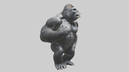 3D model Gorilla beating chest model VR / AR / low-poly