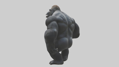 3D model Gorilla beating chest model VR / AR / low-poly