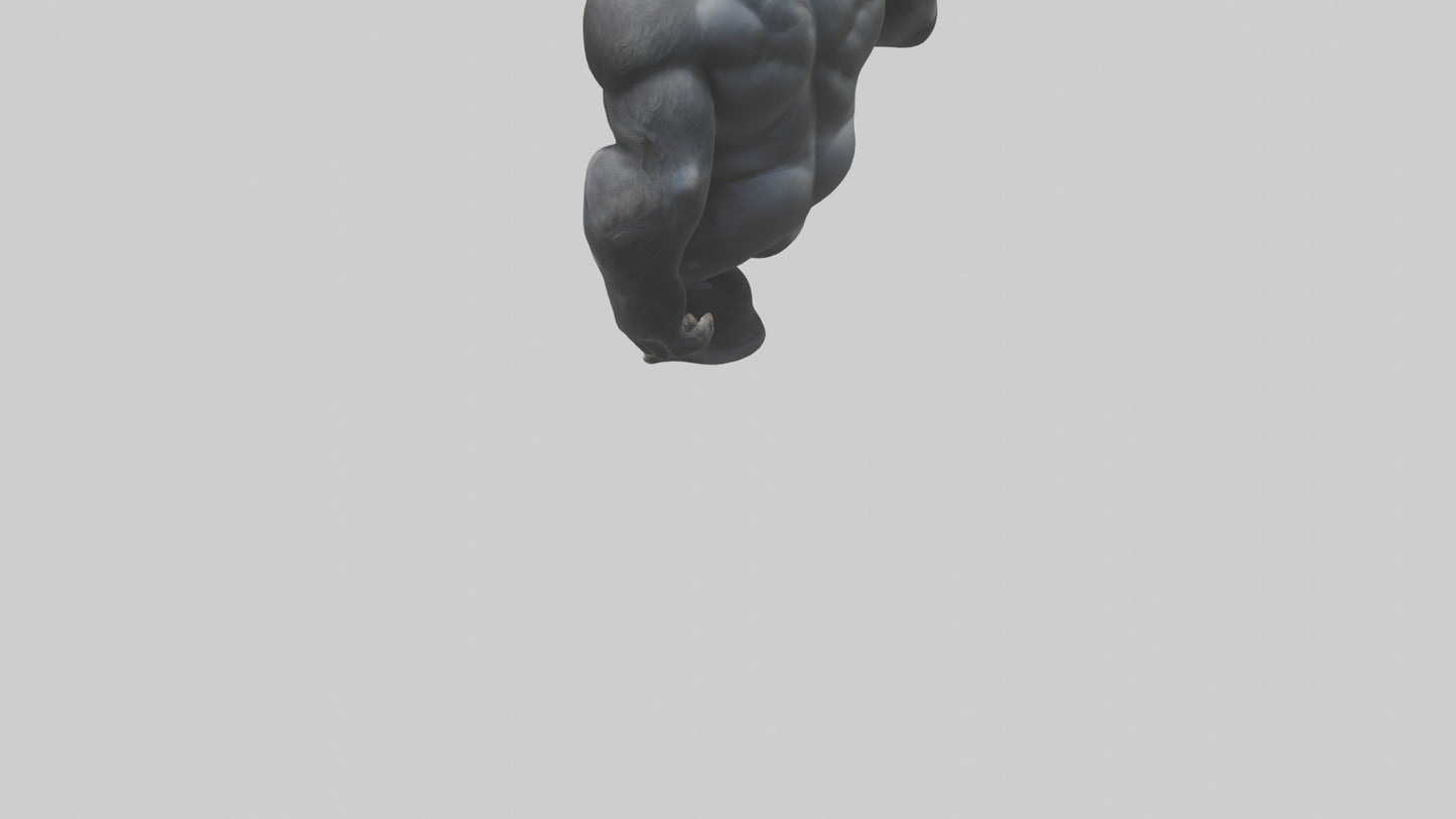 3D model Gorilla beating chest model VR / AR / low-poly