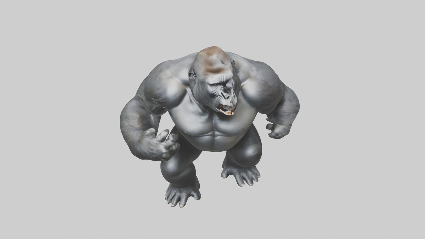 3D model Gorilla beating chest model VR / AR / low-poly