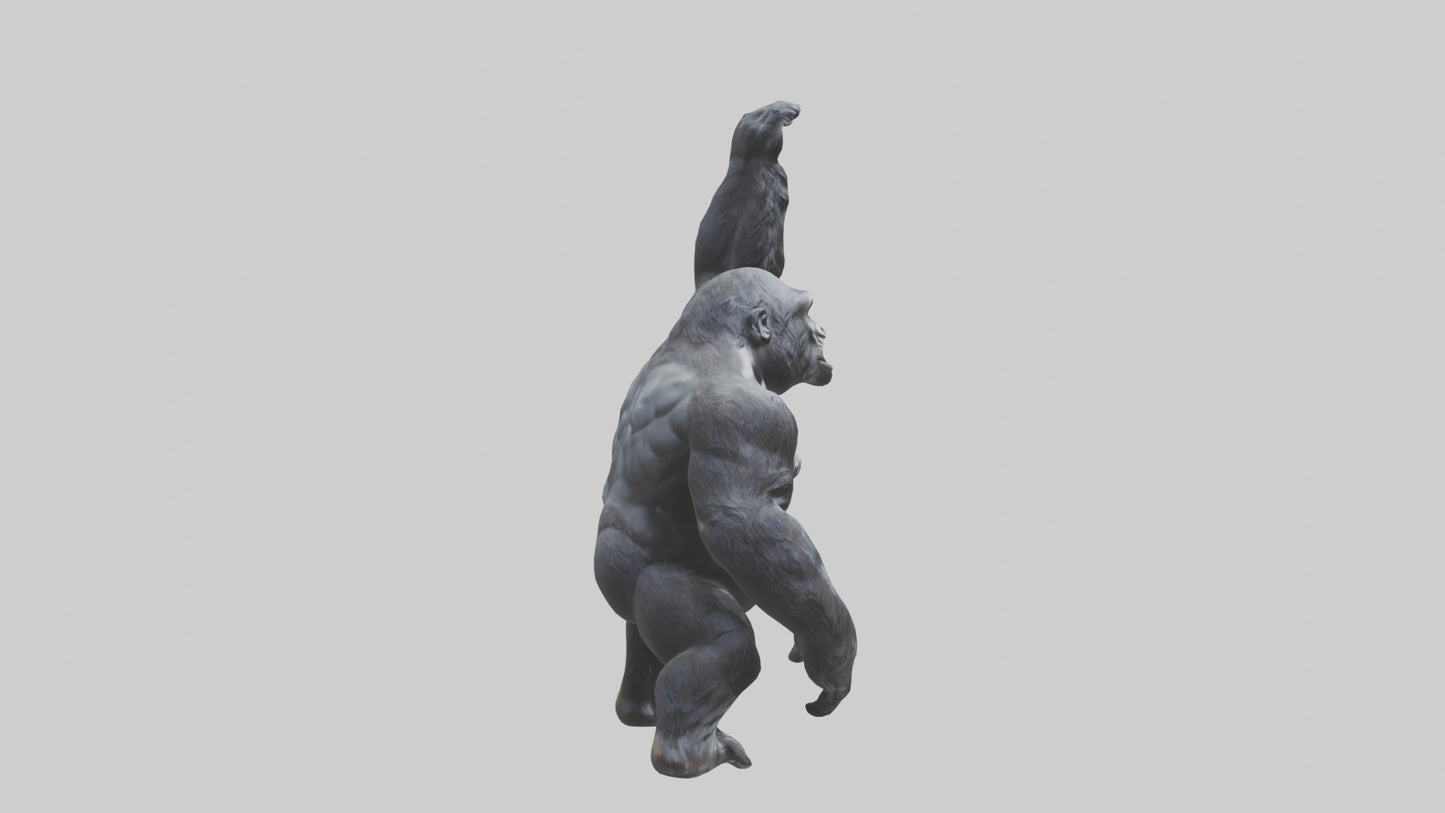 Gorilla statue model VR / AR / low-poly