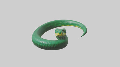 3D model Green Anaconda coiled model VR / AR / low-poly