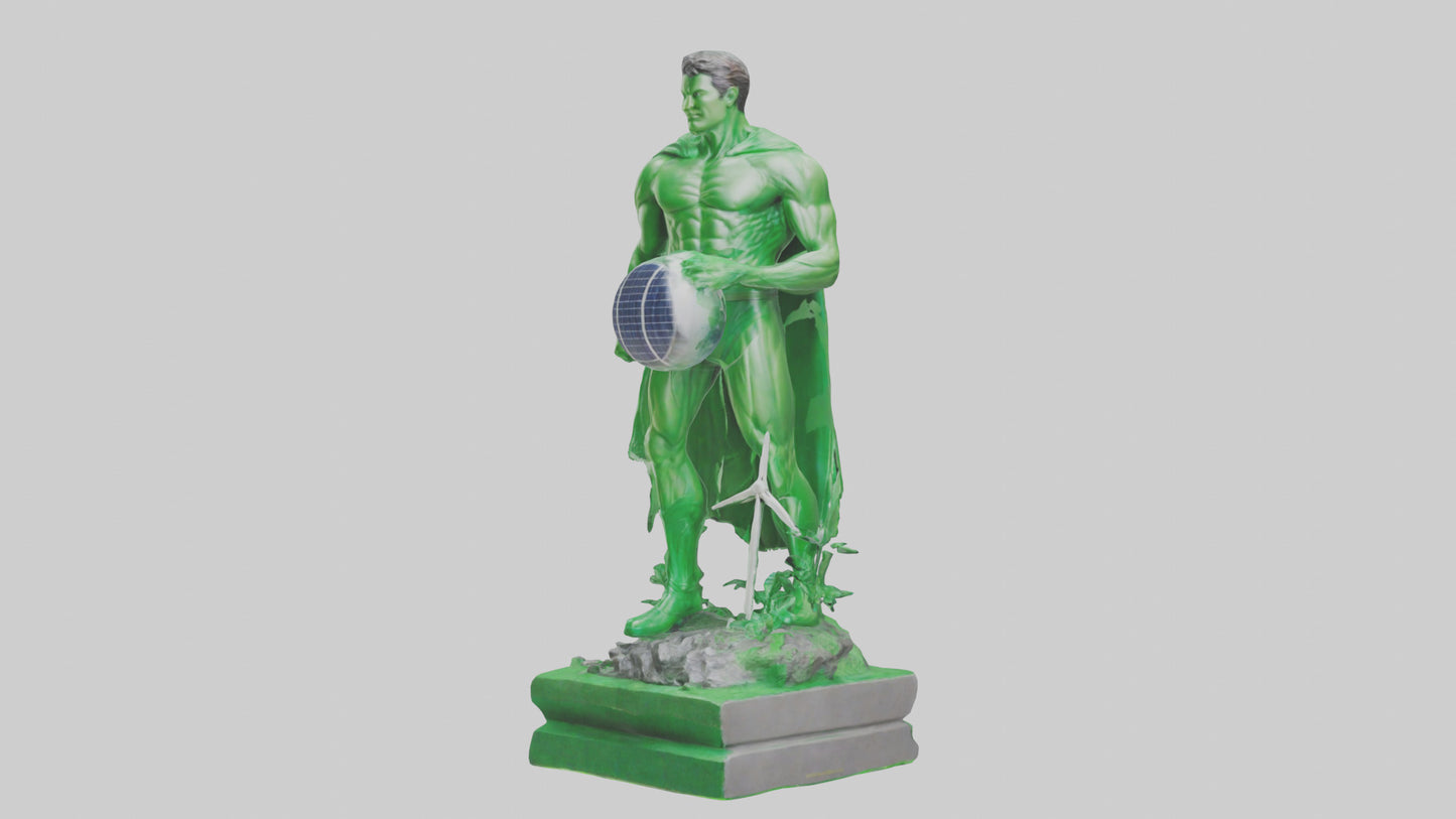 3D model Green Energy Hero Statue model VR / AR / low-poly