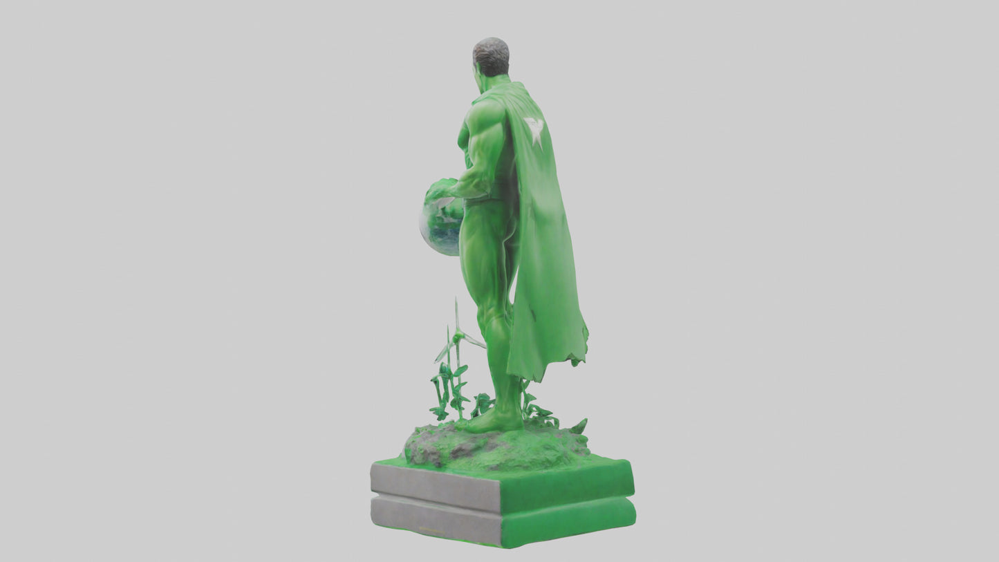 3D model Green Energy Hero Statue model VR / AR / low-poly