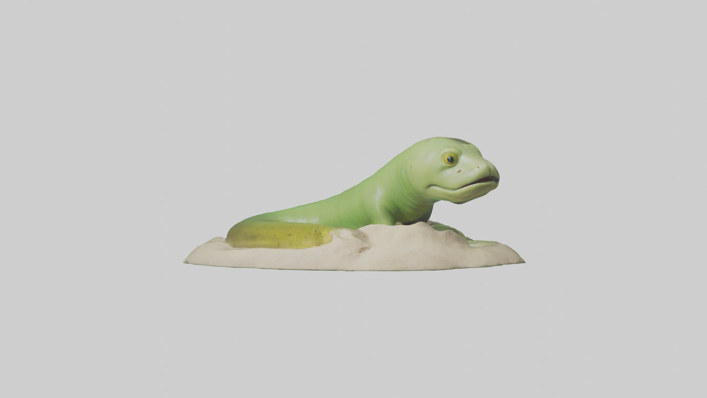 3D model Green Moray Eel hiding model VR / AR / low-poly