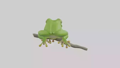 3D model Green Tree Frog sitting model VR / AR / low-poly
