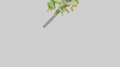 3D model Green Tree Frog sitting model VR / AR / low-poly