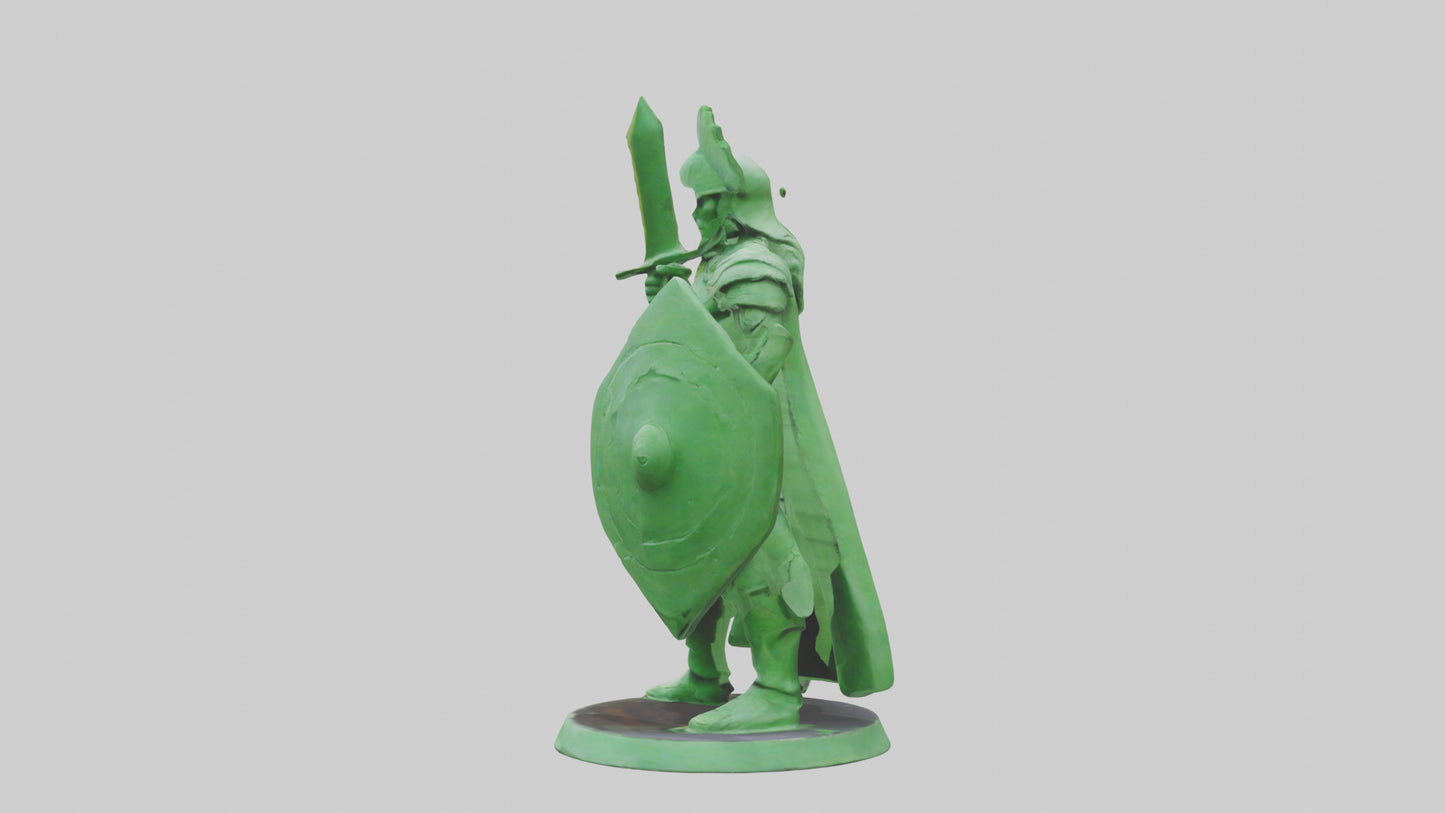 3D model Green Warrior Sculpture model VR / AR / low-poly