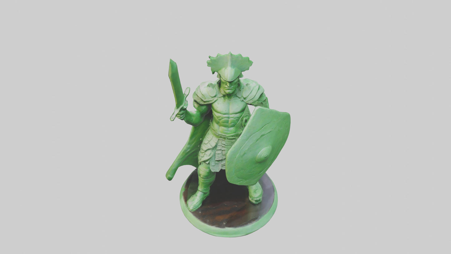 3D model Green Warrior Sculpture model VR / AR / low-poly