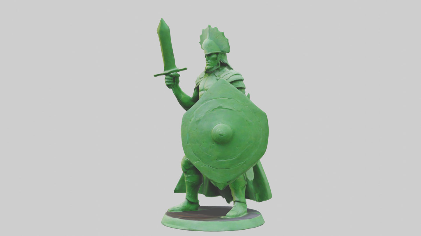 3D model Green Warrior Sculpture model VR / AR / low-poly