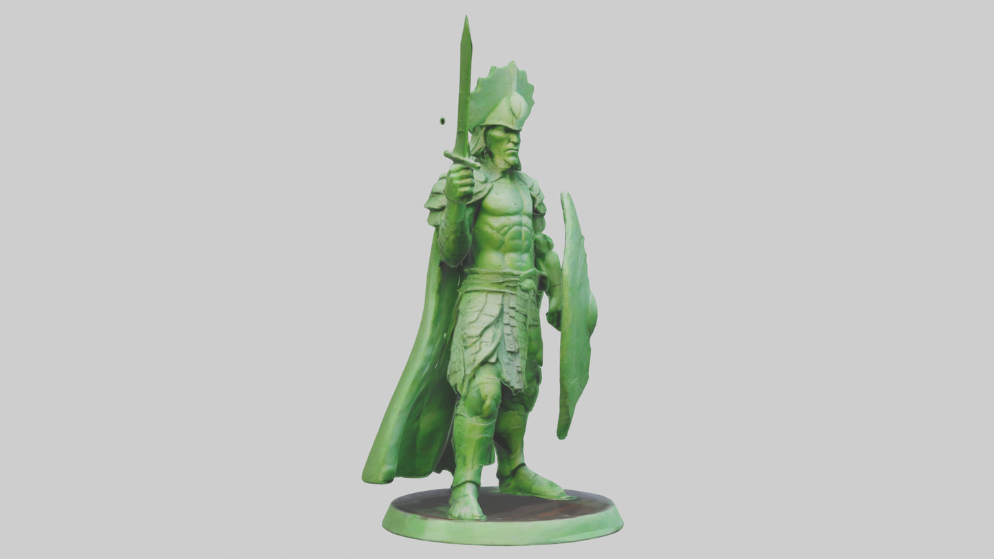 3D model Green Warrior Sculpture model VR / AR / low-poly