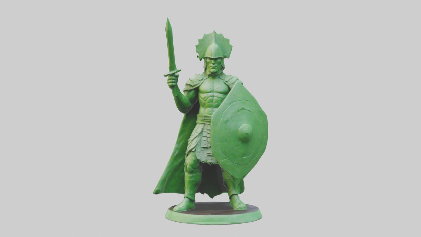 3D model Green Warrior Sculpture model VR / AR / low-poly