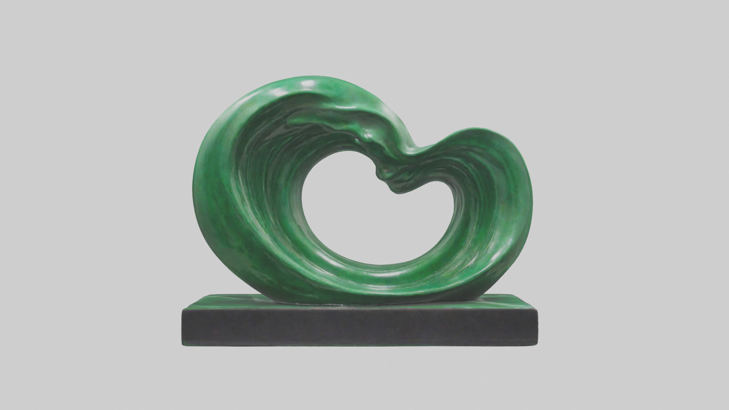 3D model Green Wave Statue model VR / AR / low-poly