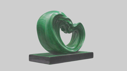 3D model Green Wave Statue model VR / AR / low-poly