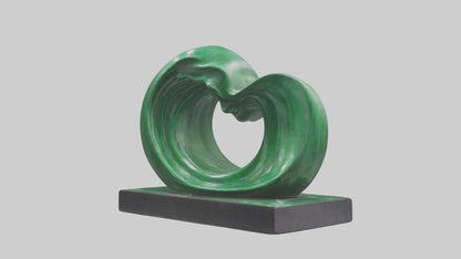 3D model Green Wave Statue model VR / AR / low-poly