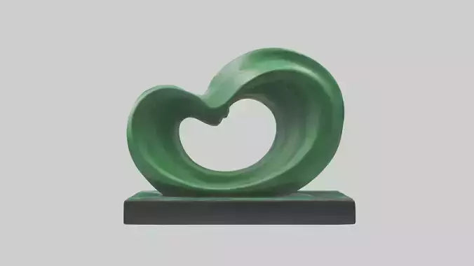 3D model Green Wave Statue model VR / AR / low-poly