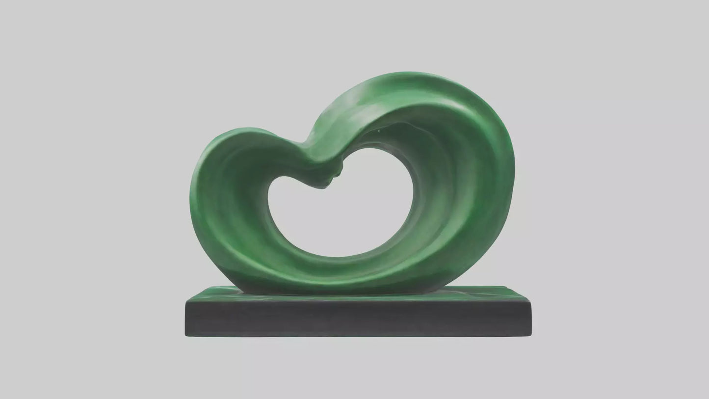 3D model Green Wave Statue model VR / AR / low-poly