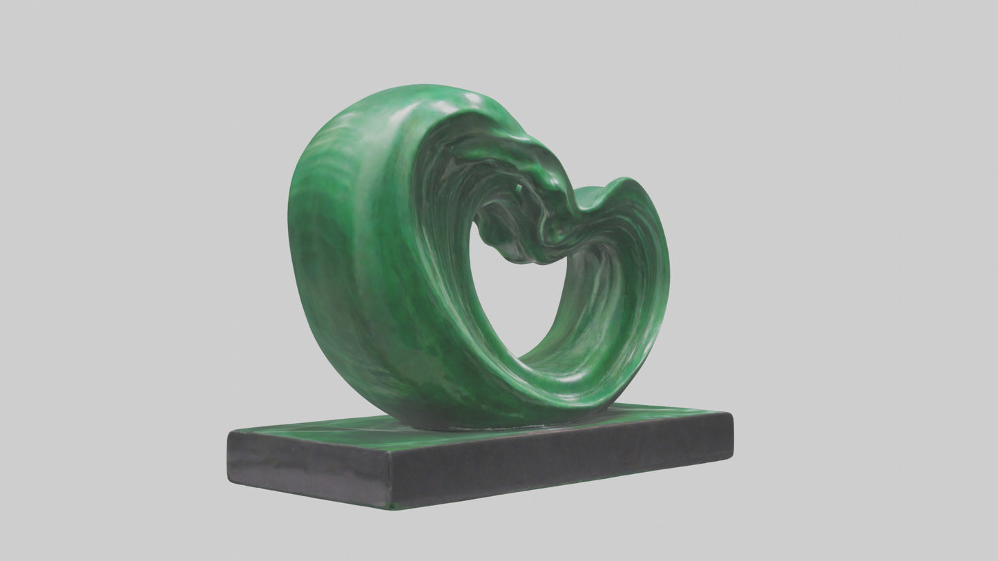 3D model Green Wave Statue model VR / AR / low-poly