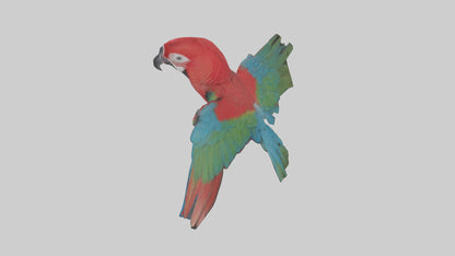 Greenwinged Macaw perched model VR / AR / low-poly
