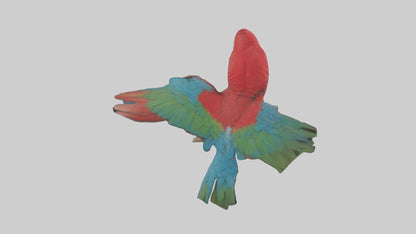 Greenwinged Macaw perched model VR / AR / low-poly