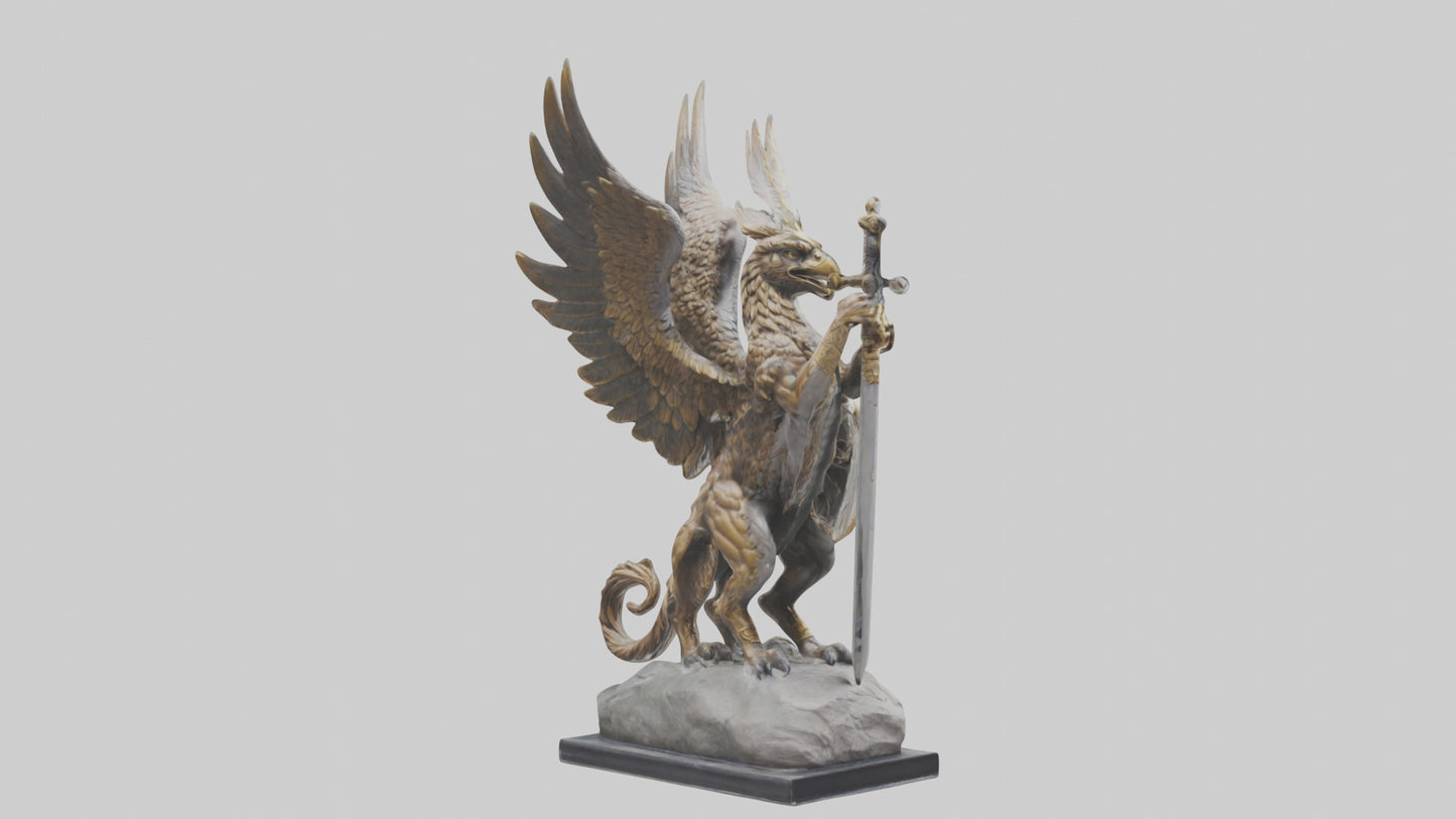Griffin Warrior statue model VR / AR / low-poly