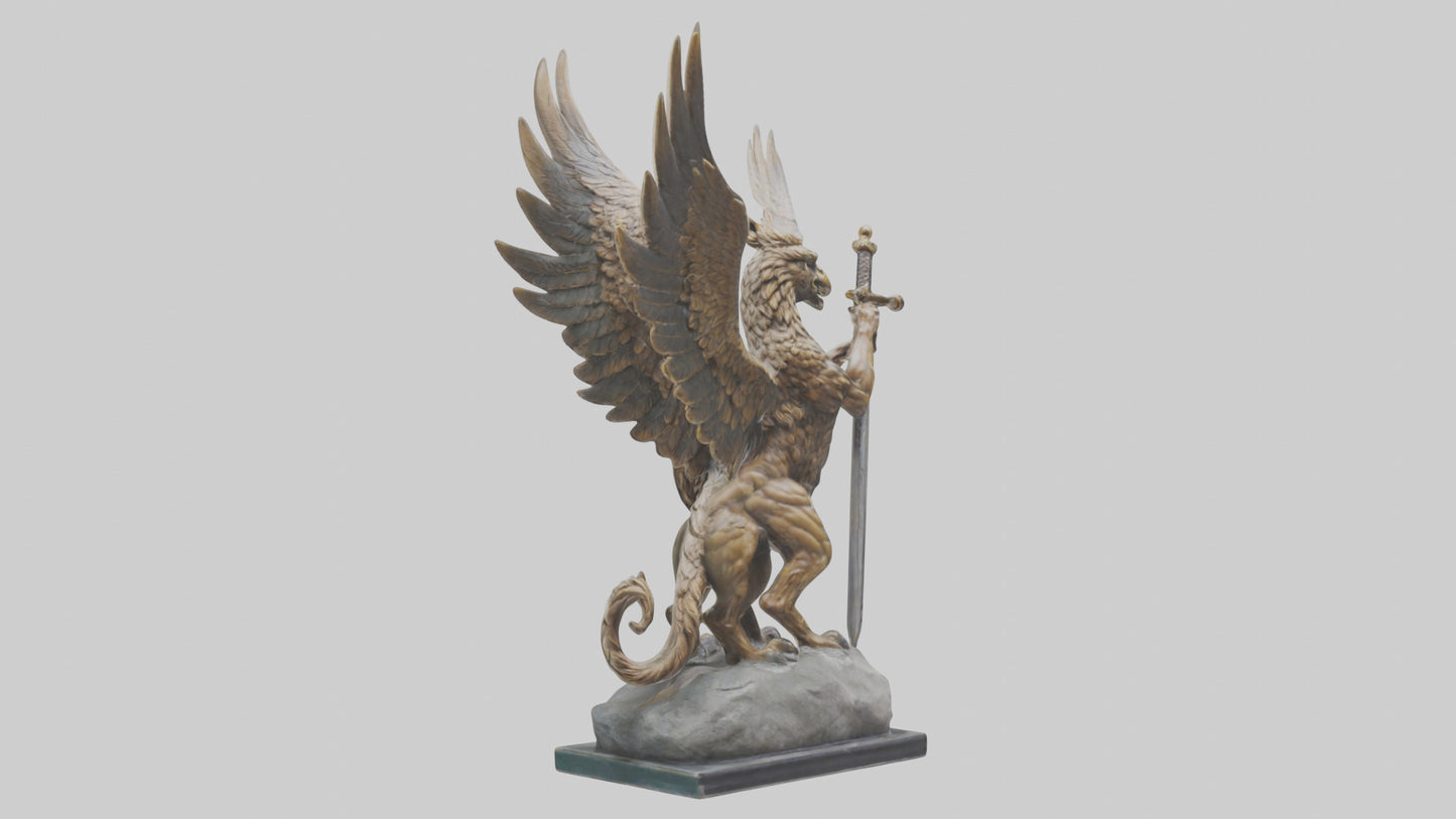 Griffin Warrior statue model VR / AR / low-poly