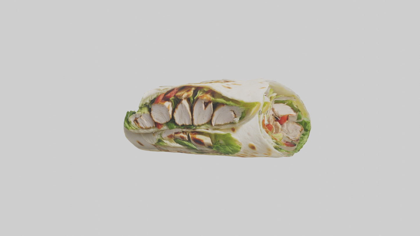 3D model Grilled chicken Caesar wrap model VR / AR / low-poly