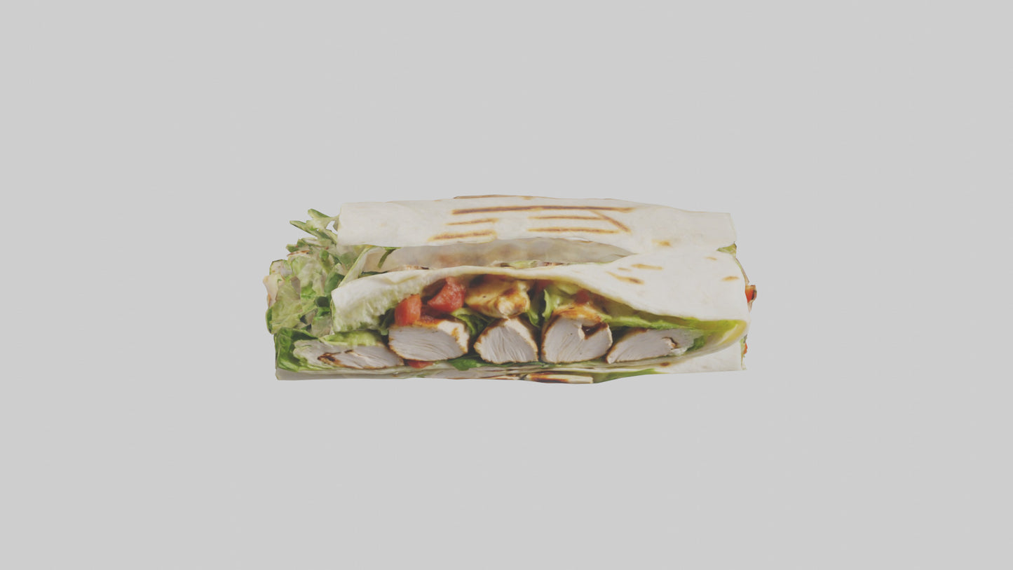 3D model Grilled chicken Caesar wrap model VR / AR / low-poly