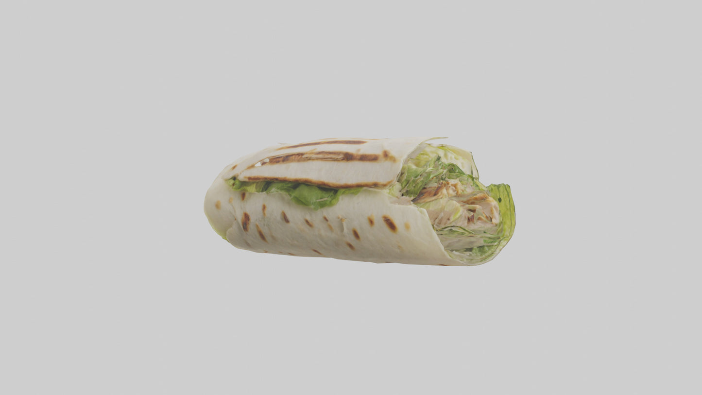 3D model Grilled chicken Caesar wrap model VR / AR / low-poly