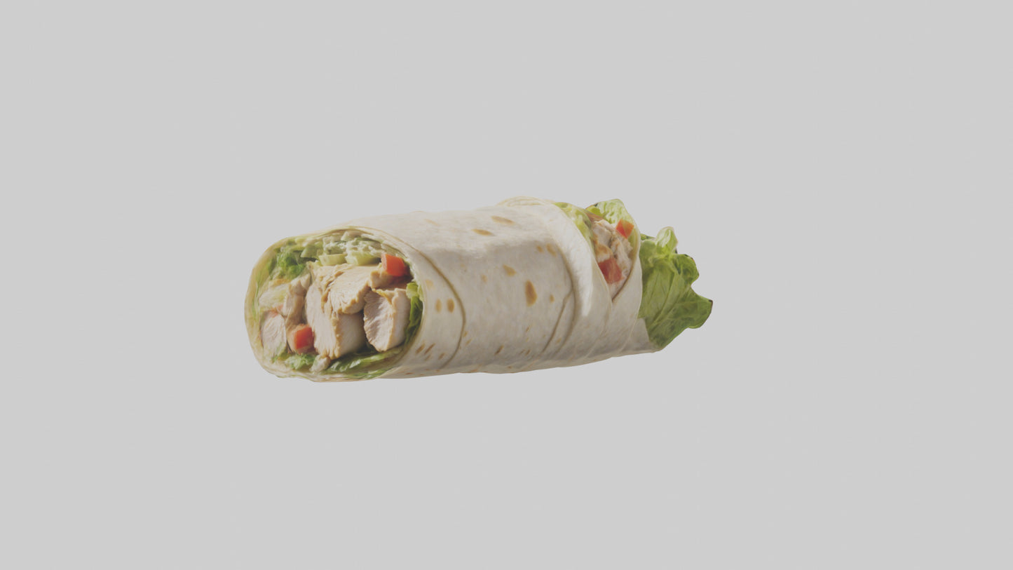 3D model Grilled chicken Caesar wrap model VR / AR / low-poly