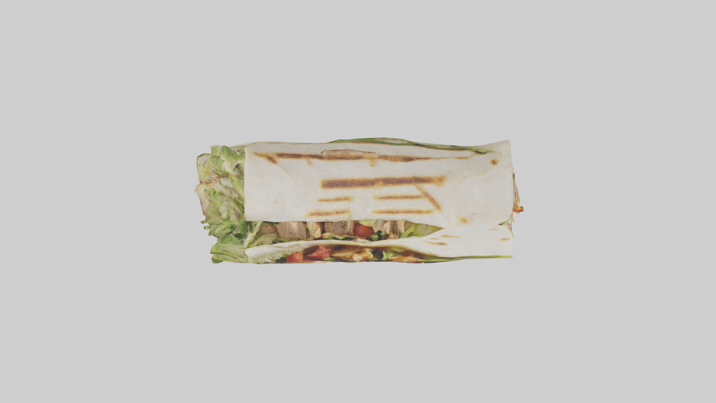 3D model Grilled chicken Caesar wrap model VR / AR / low-poly