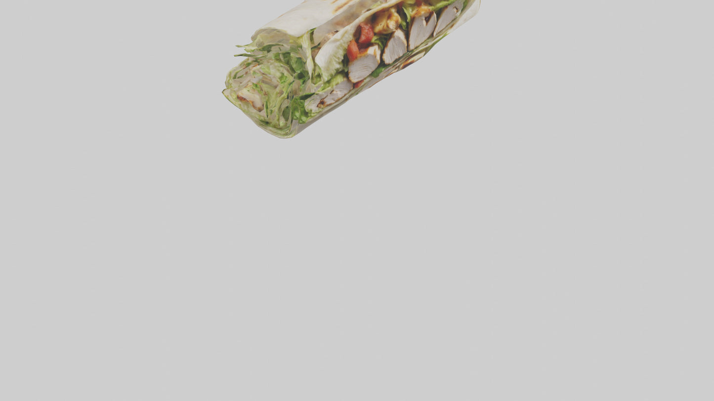 3D model Grilled chicken Caesar wrap model VR / AR / low-poly