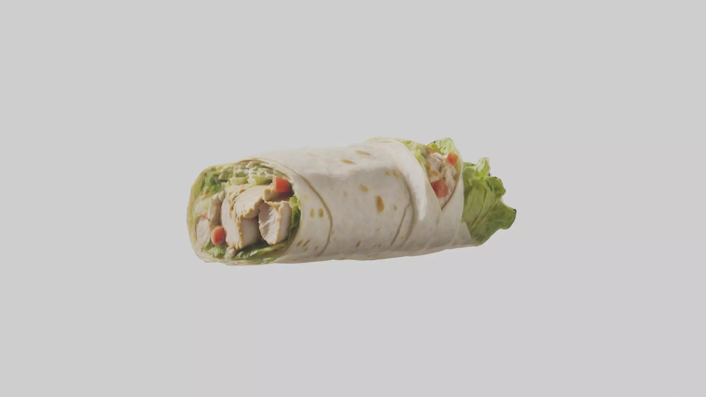 3D model Grilled chicken Caesar wrap model VR / AR / low-poly