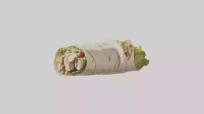 3D model Grilled chicken Caesar wrap model VR / AR / low-poly