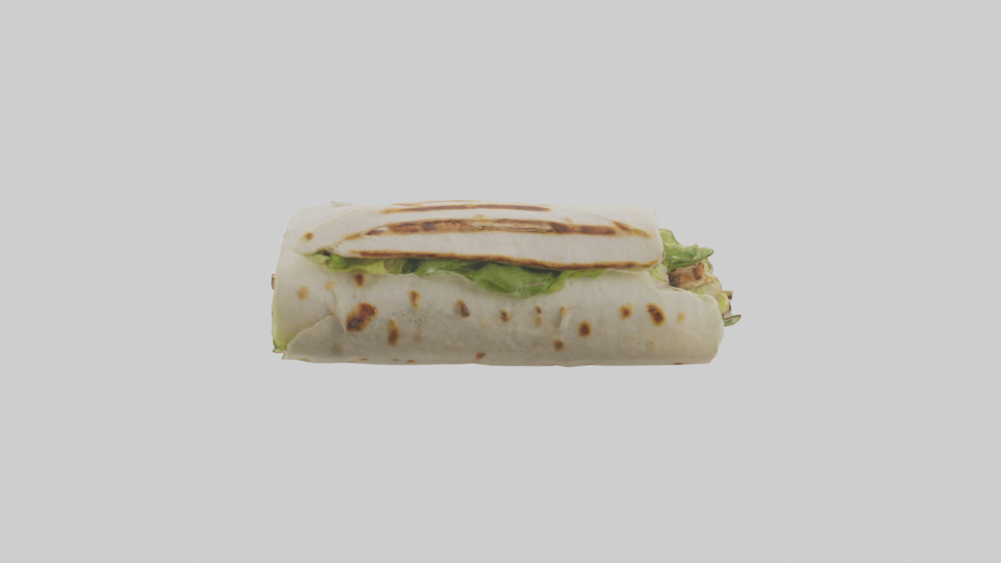 3D model Grilled chicken Caesar wrap model VR / AR / low-poly