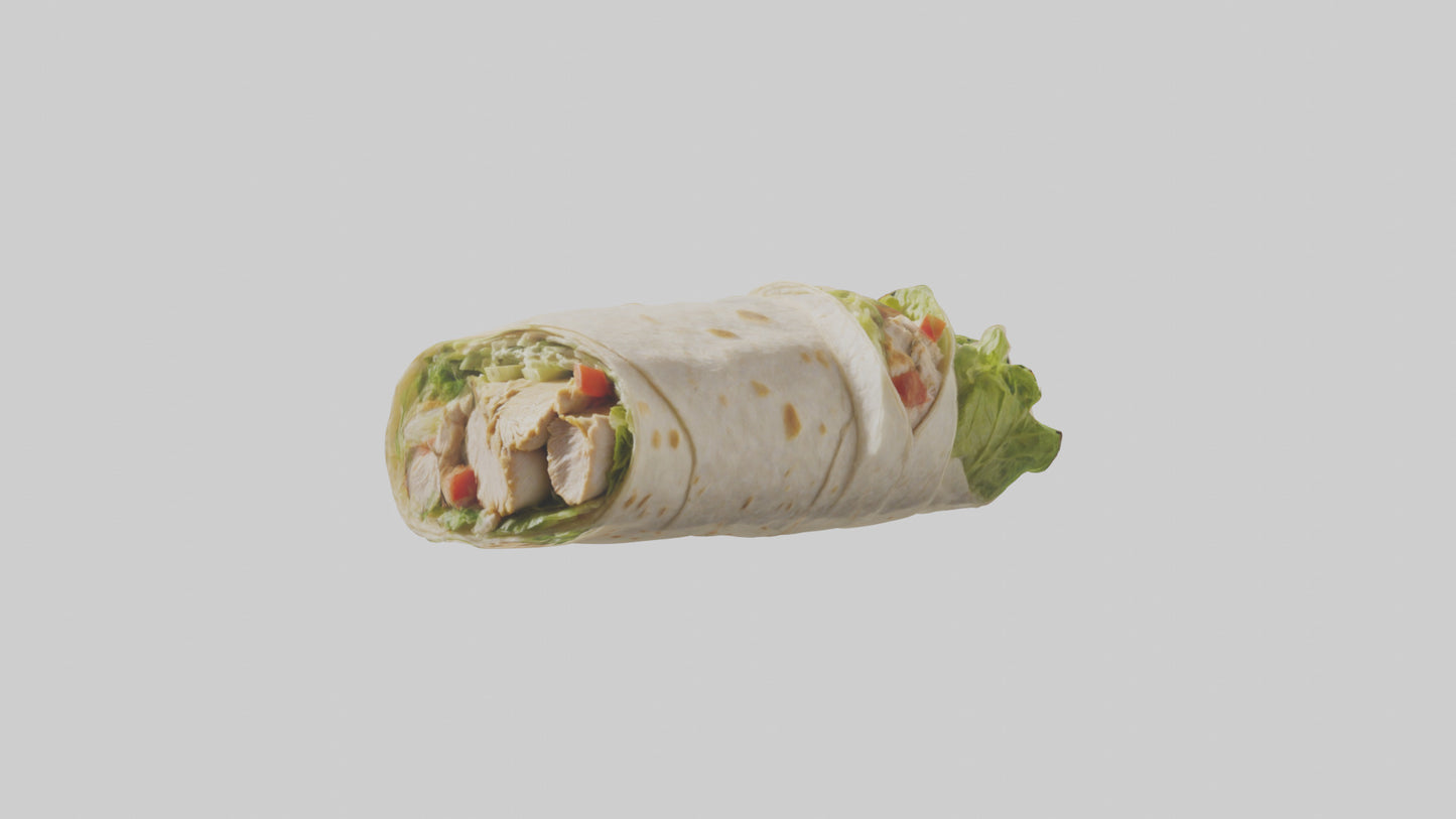 3D model Grilled chicken Caesar wrap model VR / AR / low-poly