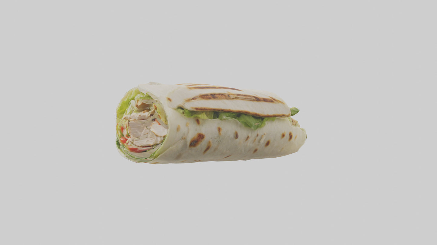 3D model Grilled chicken Caesar wrap model VR / AR / low-poly