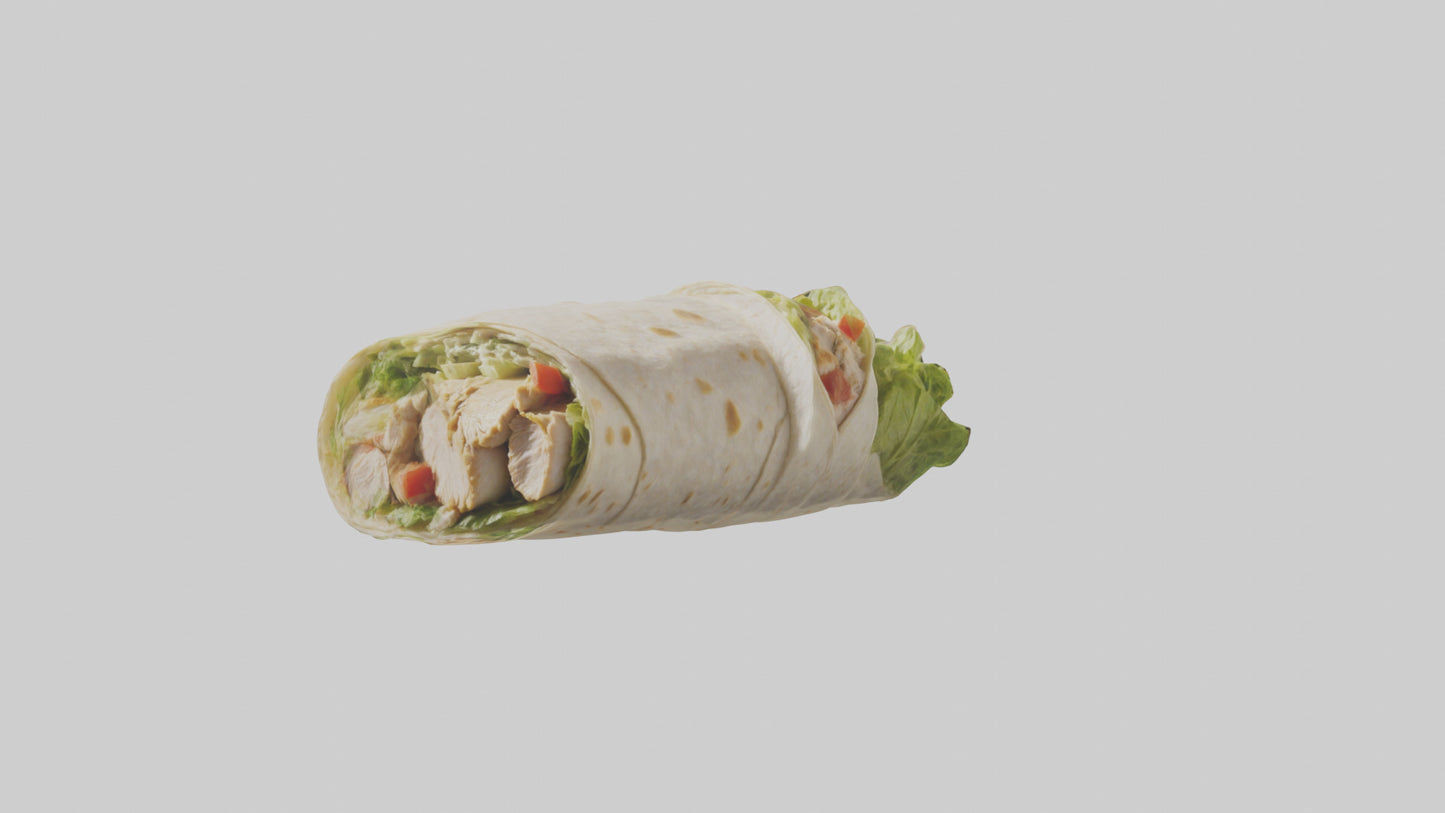 3D model Grilled chicken Caesar wrap model VR / AR / low-poly