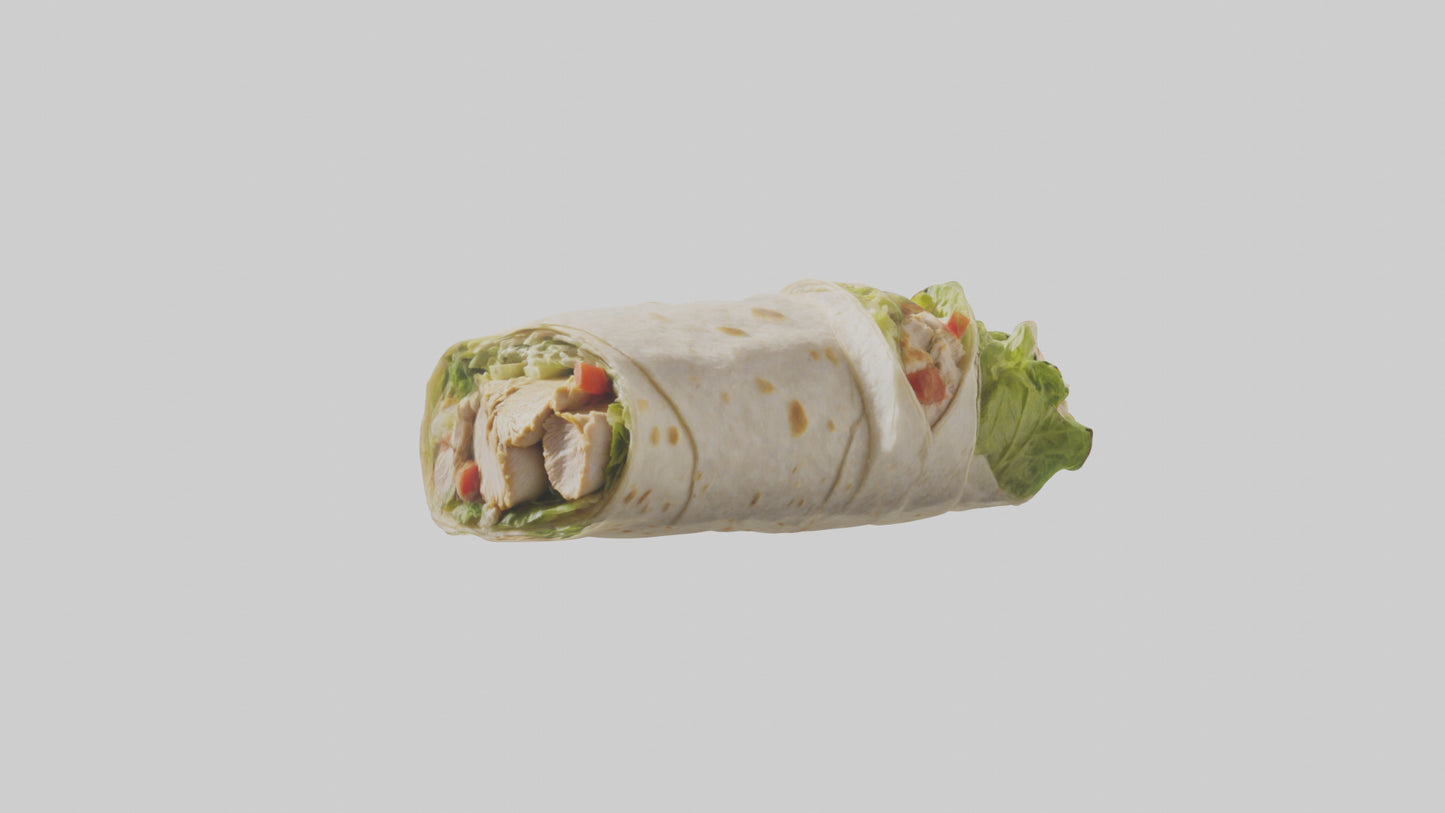 3D model Grilled chicken Caesar wrap model VR / AR / low-poly