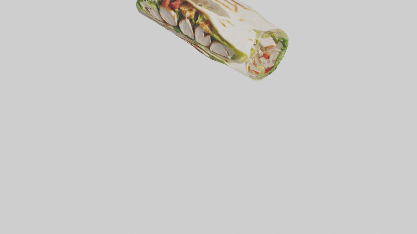 3D model Grilled chicken Caesar wrap model VR / AR / low-poly