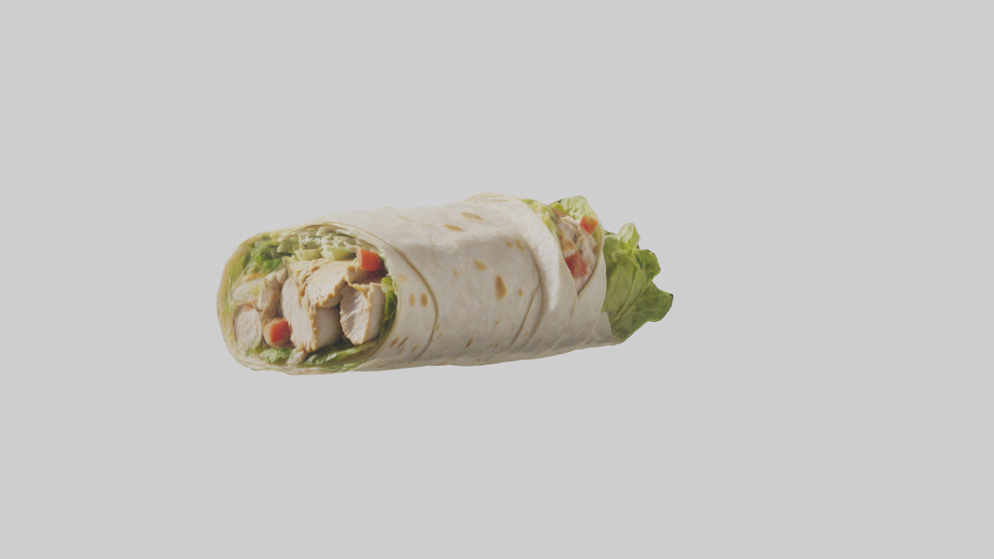 3D model Grilled chicken Caesar wrap model VR / AR / low-poly