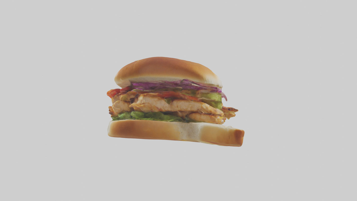 3D model Grilled chicken sandwich model VR / AR / low-poly
