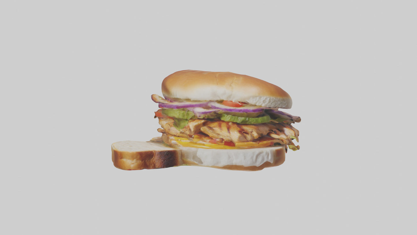 3D model Grilled chicken sandwich model VR / AR / low-poly