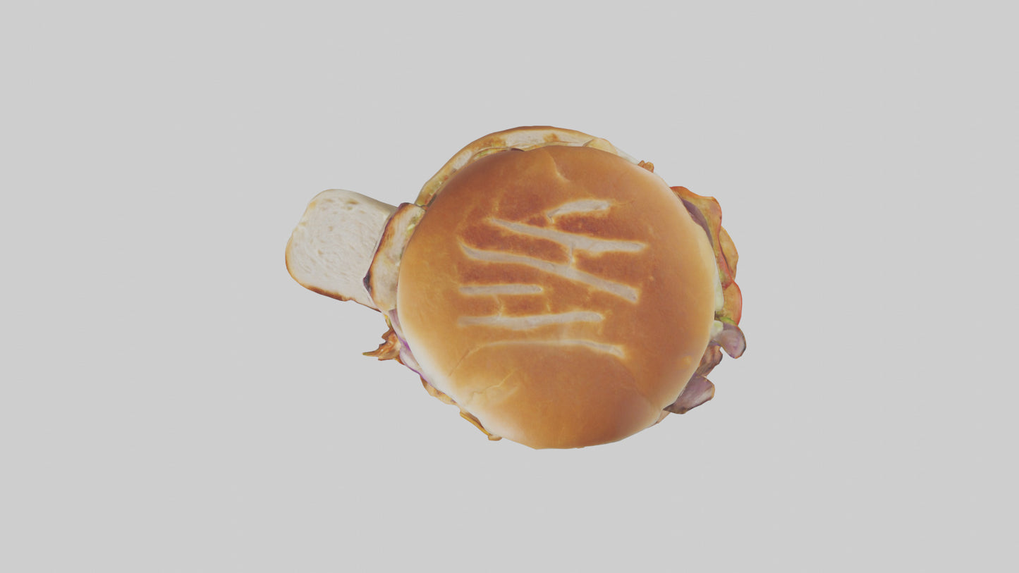 3D model Grilled chicken sandwich model VR / AR / low-poly