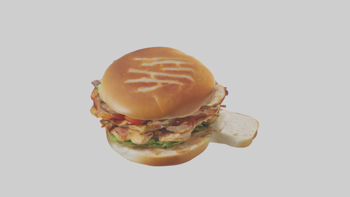3D model Grilled chicken sandwich model VR / AR / low-poly