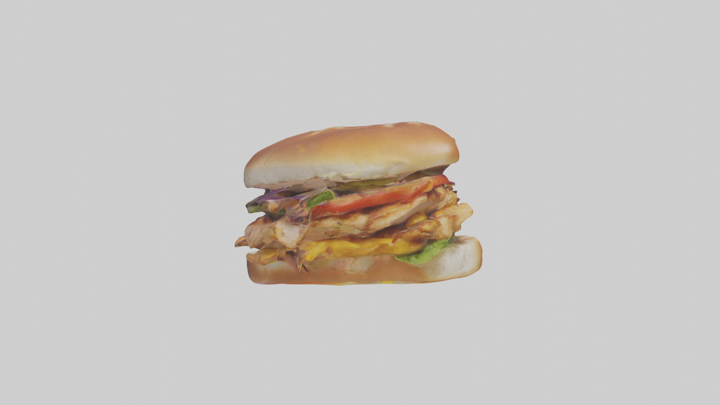 3D model Grilled chicken sandwich model VR / AR / low-poly