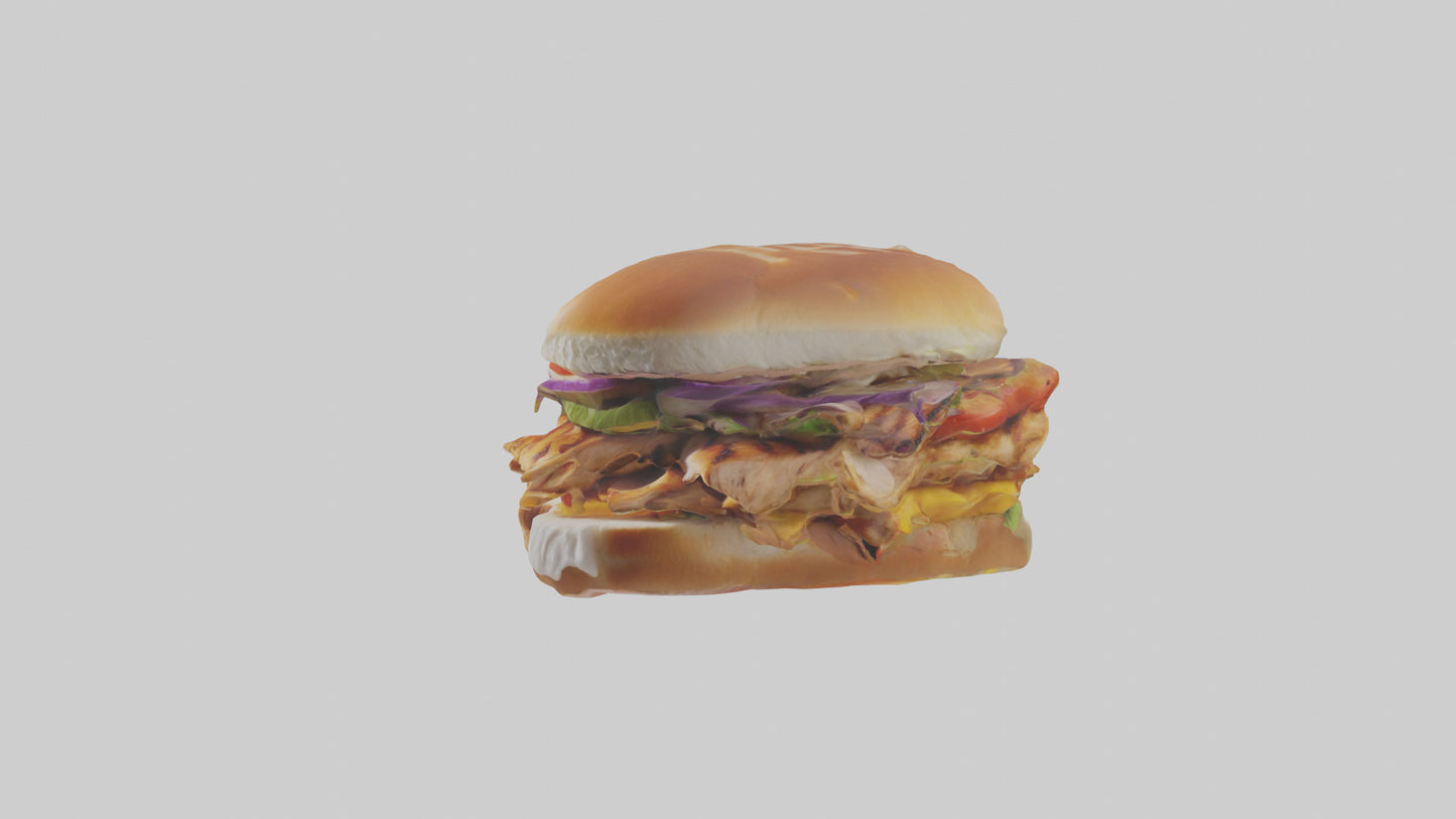 3D model Grilled chicken sandwich model VR / AR / low-poly