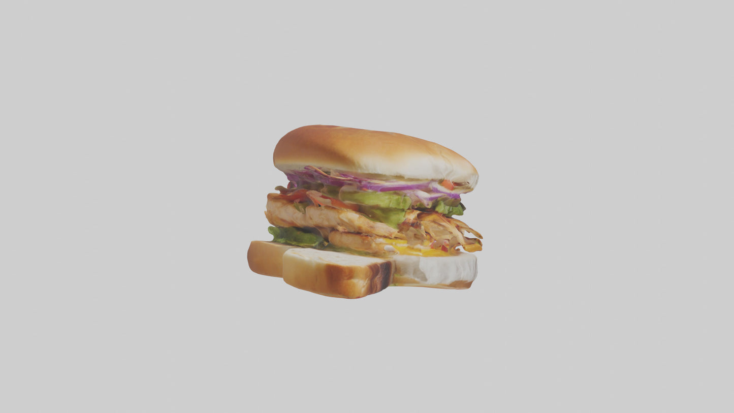 3D model Grilled chicken sandwich model VR / AR / low-poly