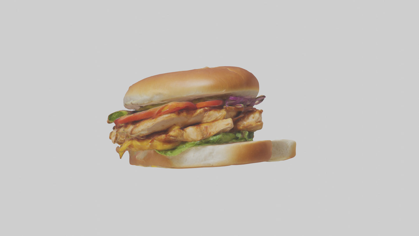 3D model Grilled chicken sandwich model VR / AR / low-poly