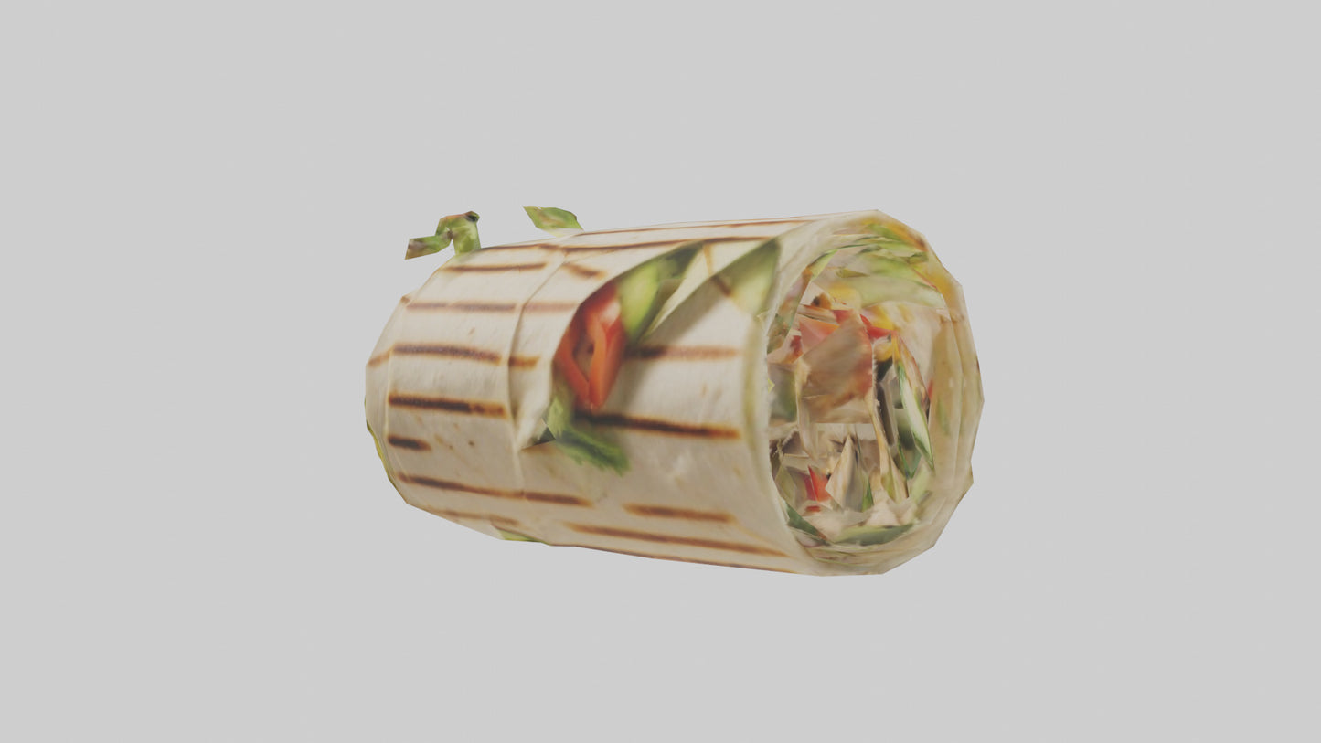 3D model Grilled chicken wrap with veggies model VR / AR / low-poly